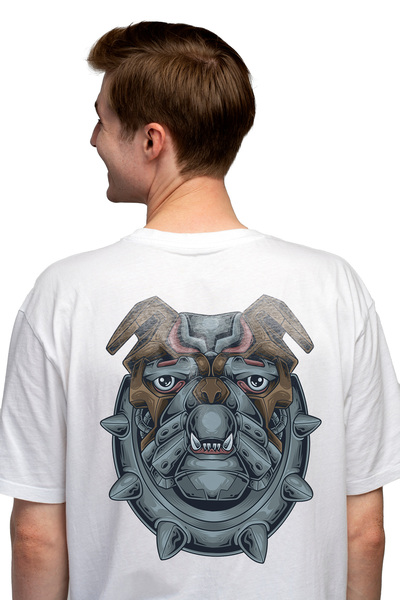 StoryGift Romania Tricou bărbătesc cu cap de câine, buldog, mecha, robot, SF,...