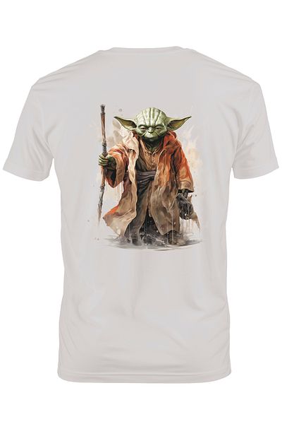 StoryGift Romania Men's T-shirt With Yoda, Staff, Rain, Master, Jedi, Star Wars, With Print On The Back, 10stg