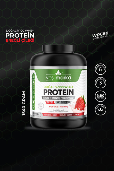 yeşilmarka Natural Whey Protein Powder– Agate Strawberry 1540g- Contains Real Strawberry- High Protein