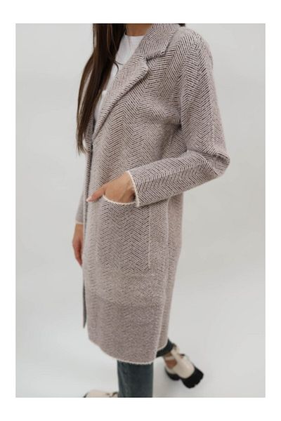 Lamiar Long Coat With Pockets Without Lining Closure With One Button Alcina Waist Only Brown