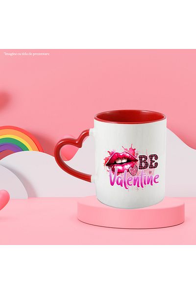 StoryGift Romania Mug with the message "Be Valentine", Valentine's Day, illustration, lips, kiss, kisses, With ,STG