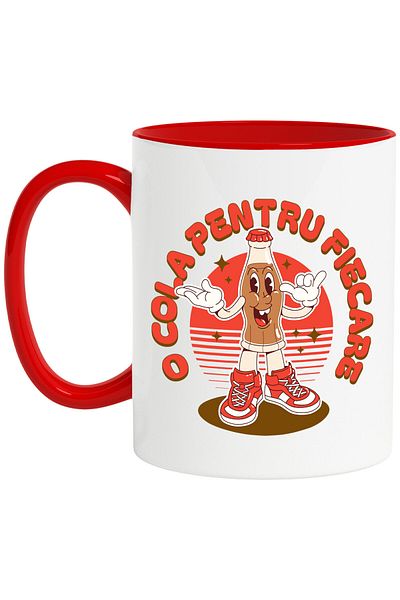 StoryGift Romania Mug with Glass Juice Bottle and Tomatoes Text A Cola for Everyone, Ceramics, With ,STG