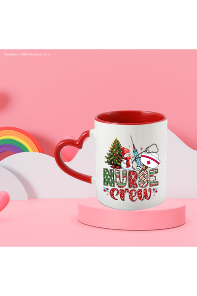 StoryGift Romania Mug with medical instruments with the message "Nurse Crew", Merry Christmas, illustrated, With ,STG
