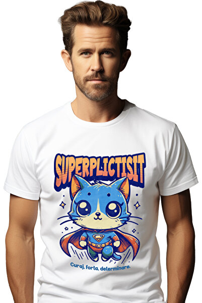 StoryGift Romania Tricou bărbătesc Super Bored, supererou, pisică zburătoare ...