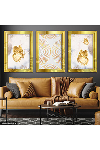 Evinemoda Zlatni leptiri, slika u tri dela u pleksiglas okviru sa ogledalom