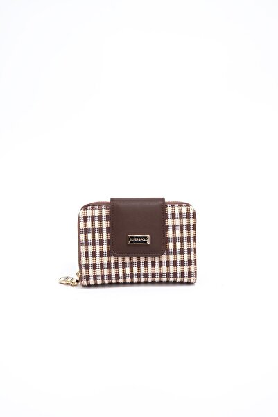 Silver Polo بني أصفر - محفظة نسائية وحامل بطاقات بني اللون SP935