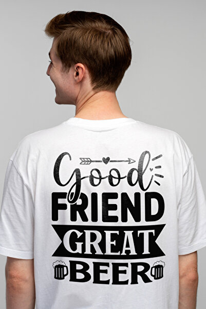 StoryGift Romania Tricou bărbătesc cu mesajul „Prieten bun, bere excelentă” -...