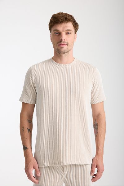 COOL TARZ Men's Beige Basic Regular Bottom Top Shorts Set