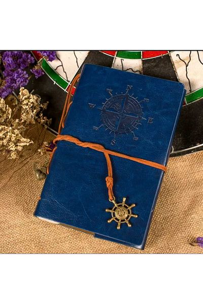 MRShopping Комплект тефтер и химикалка MR Leather Kraft Paper Compass Design, подаръчен комплект със специален дизайн