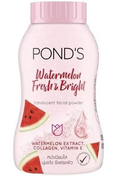 Ponds POND'S Watermelon Fresh & Bright Translucent Facial Powder For All Skin Types, 50 Gm, Rose