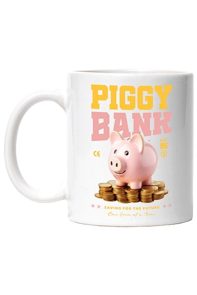 StoryGift Romania Mug with Piggy Bank Pig with Money Gold Coins Text Piggy Bank, Invest Banknotes, With ,STG