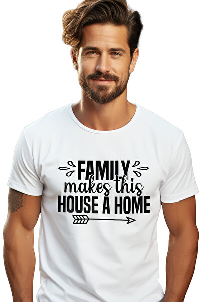 StoryGift Romania Men's T-shirt With The Message "family Makes This House A H...