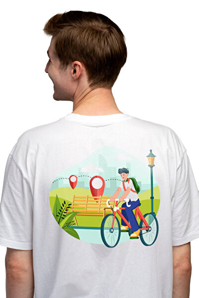 StoryGift Romania Tricou bărbătesc cu imprimeu bicicletă, parc, traseu, hartă...