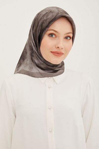 Armine Μεταξωτό φουλάρι Nostalgia Sura 8933DS-07 Cloud Pattern DARK MINK