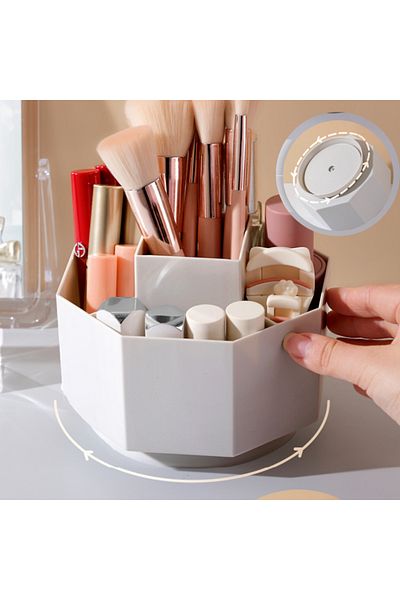Viyogo Cutie De Depozitare Pensule De Machiaj, Rotativ 360°, 5 Compartimente, 15 X 11 Cm, Alb