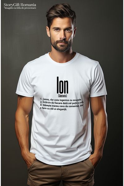 StoryGift Romania Men's T-shirt With the Name Ion, Funny, Lazy, Hilarious, Personalized, Gift with STG print
