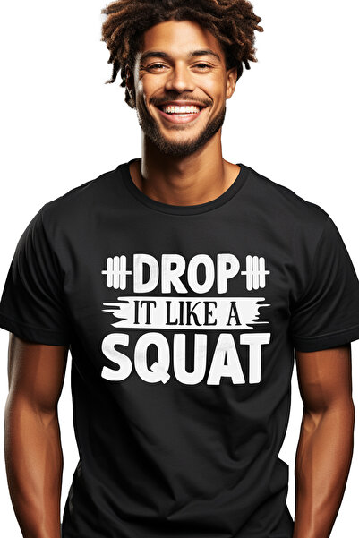 StoryGift Romania Tricou bărbătesc cu ganteră și mesajul „drop It Like A Squa...