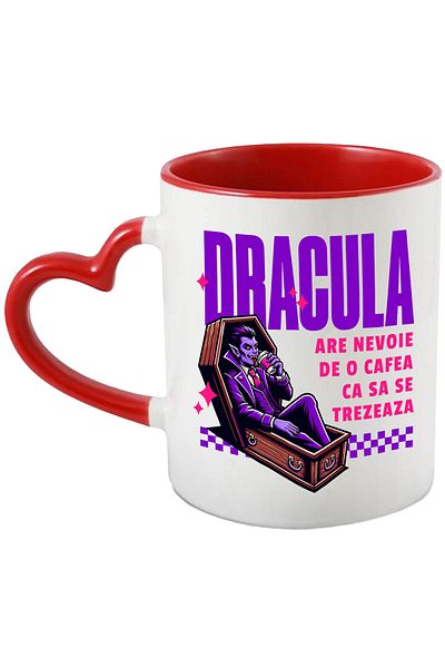 StoryGift Romania Mug with Vampire in Coffin with Coffee, funny text Dracula needs a coffee to s, With ,STG