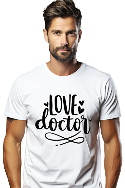 StoryGift Romania Tricou bărbătesc cu inimioare și textul în engleză „love Do...