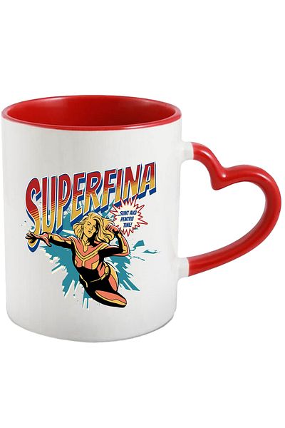 StoryGift Romania Super Fine Mug, Superhero I'm Here For You, 330ml, Ceramic with Heart Handle, With ,STG