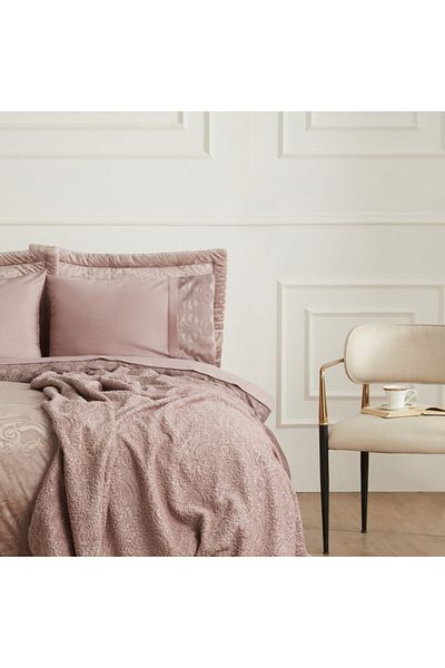 Karaca Home Valeria Elite 8-teiliges Aussteuer-Set – Doppelbett, Rose, Luxus Bettwäsche mit Spitze
