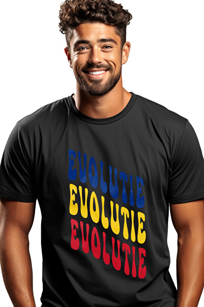 StoryGift Romania Tricou bărbătesc Cuvântul Evoluție, În Culorile Drapelului ...