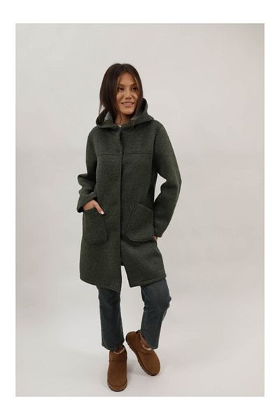 Lamiar Alessandra Midi Coat With Hood And Pockets Without Lining Snap Closure One Size Khaki