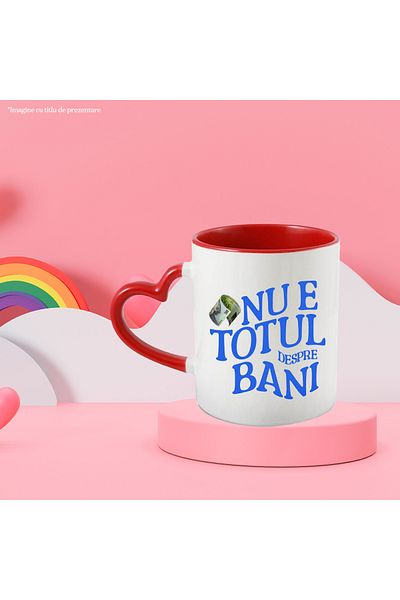 StoryGift Romania Mug with 500 lei Banknote Mihai Eminescu, Text It's not all about money, Ceramics, , With ,STG