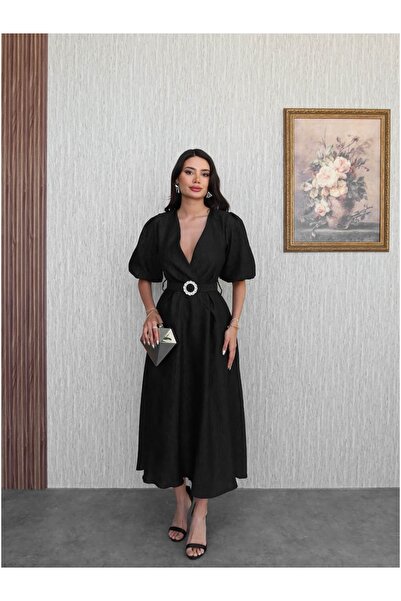 ESRAHELVACI Double Breasted Dress with Sparkling Belt