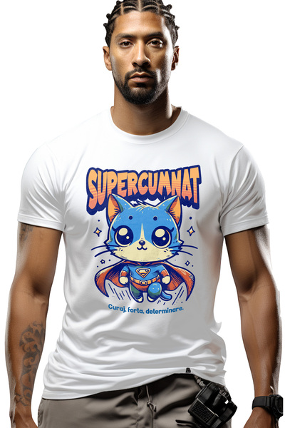 StoryGift Romania Tricou bărbătesc cu imprimeu Super Cumnat, Supererou, Pisic...