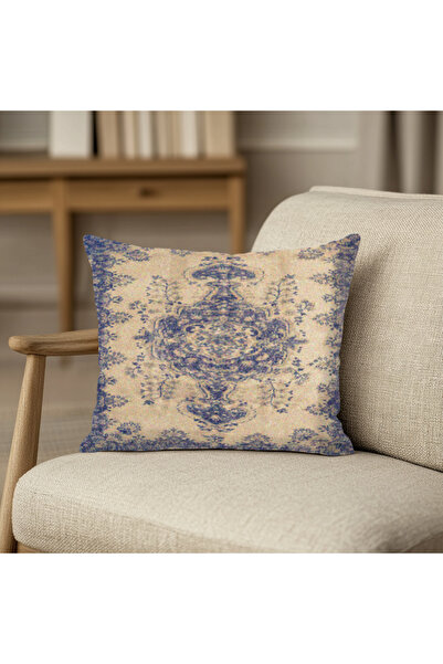 TURKISHRUG KINGDOM غطاء وسادة مزخرف بنمط الكليم التقليدي مربع