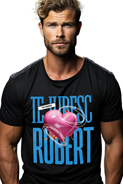 StoryGift Romania Tricou bărbătesc Te iubesc Robert, Dragoste, Inimă, Dragost...