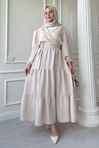 InStyle Modal Cupra Bolero Skirt Stone Suit