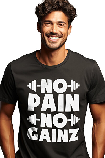 StoryGift Romania Tricou Barbati cu mesaj motivational "No pain, no gainz" - ...