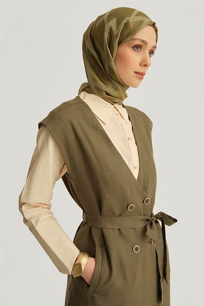 Armine Leopard Bias Linen Suit 25Y6018 Khaki