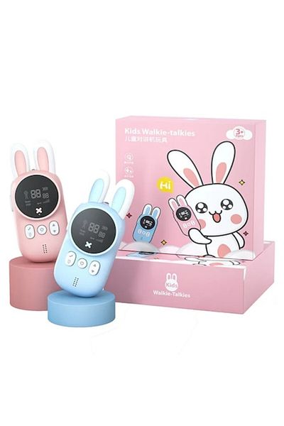 ELMHURST Set 2 Walkie-Talkies for kids, flashlight, VOX function, 3 km range, pink/blue