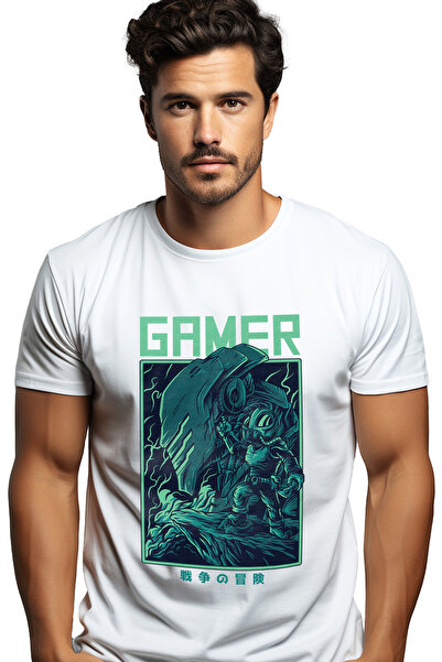 StoryGift Romania Tricou bărbătesc cu scenă de joc video, Soldat pe stâncă în...