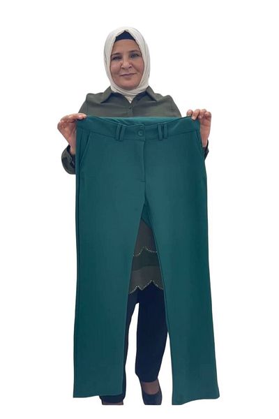 Sevda Kılınç Large Size Lycra Crepe Pipe Leg Trousers