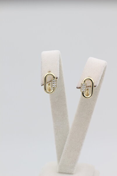 XUPING JEWELRY Stil Incisi/ 14 Ayar Altın Kaplama Vella Zirkon Taşlı Küpe