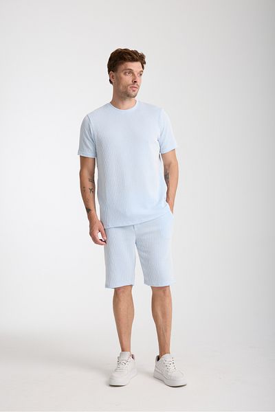 COOL TARZ Men's Blue Basic Regular Bottom Top Shorts Set