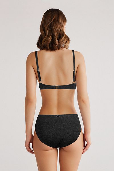Kom Carla Glitter Fabric Gathering Triangle Bikini Set Without Underwire Removable Thin Cup