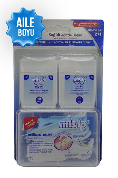 Mis İp Misip Dental Floss 50 Mt 2 Pack Toothpick Dental Floss 50 Pack