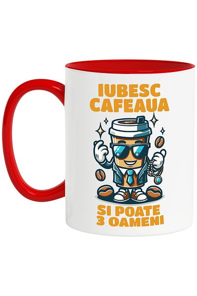 StoryGift Romania Office Style Coffee Mug with Text I Love Coffee and Three People, C, With, STG