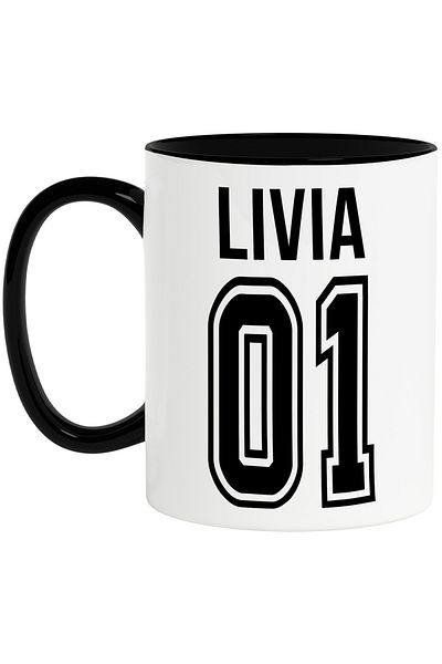 StoryGift Romania Mug With Text Livia, and Number 01, Best, Appreciation, Personalized, 330m, With,STG