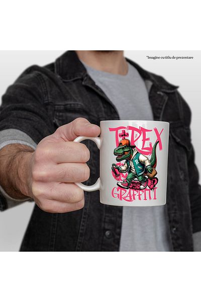 StoryGift Romania T-rex Dinosaur Mug, Gangster Street Wear Graffiti Art, Ceramic, , With ,STG