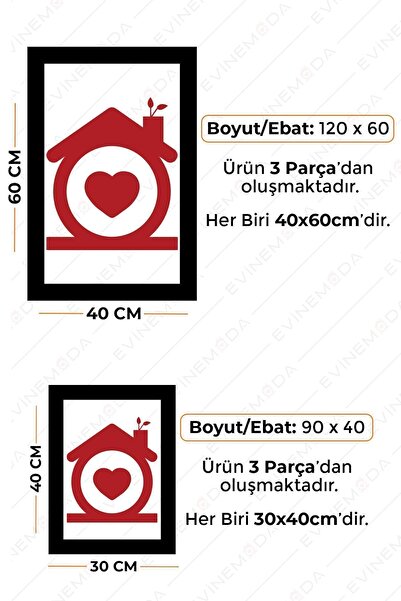 Evinemoda Çiçek Yaprak Gold 3 Parça Pleksi Aynalı Tablo