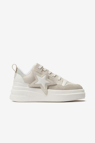 Seniorah Beige Skin Star Patterned Women's Sneakers