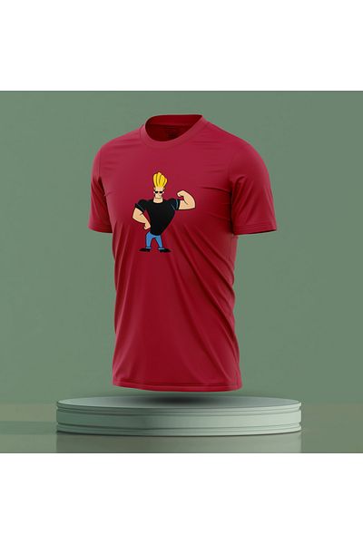 Bulvar Lee Men's Crew Neck Johnny Bravo Printed Summer T-Shirt