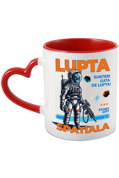 StoryGift Romania Mug with Alien with Weapon and Space Suit Text Fight We Are Ready, Ceramic, With ,STG