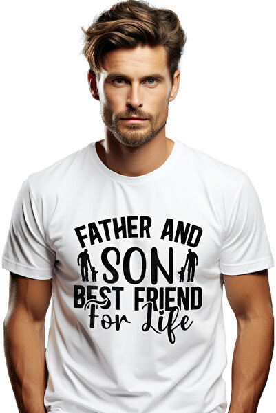 StoryGift Romania Men's T-shirt with illustration showing a dad and a baby with the message "Father and son, the best STG"